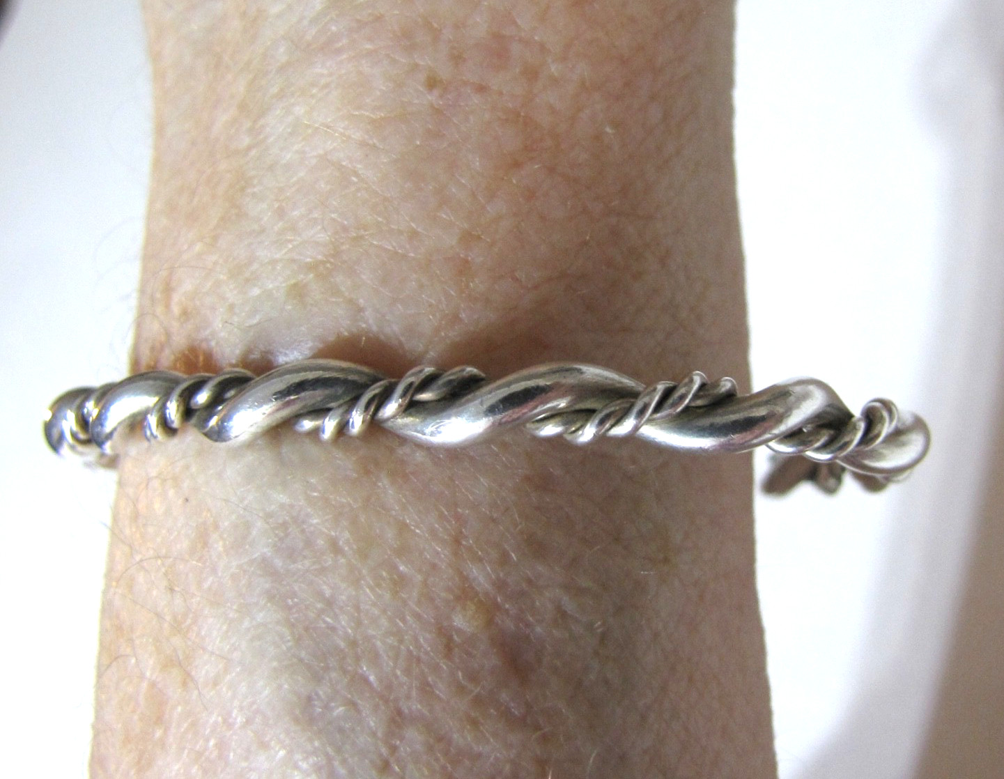 Vintage Sterling Silver Cuff Bracelet Minimalist Southwest Stackable Twist Rope