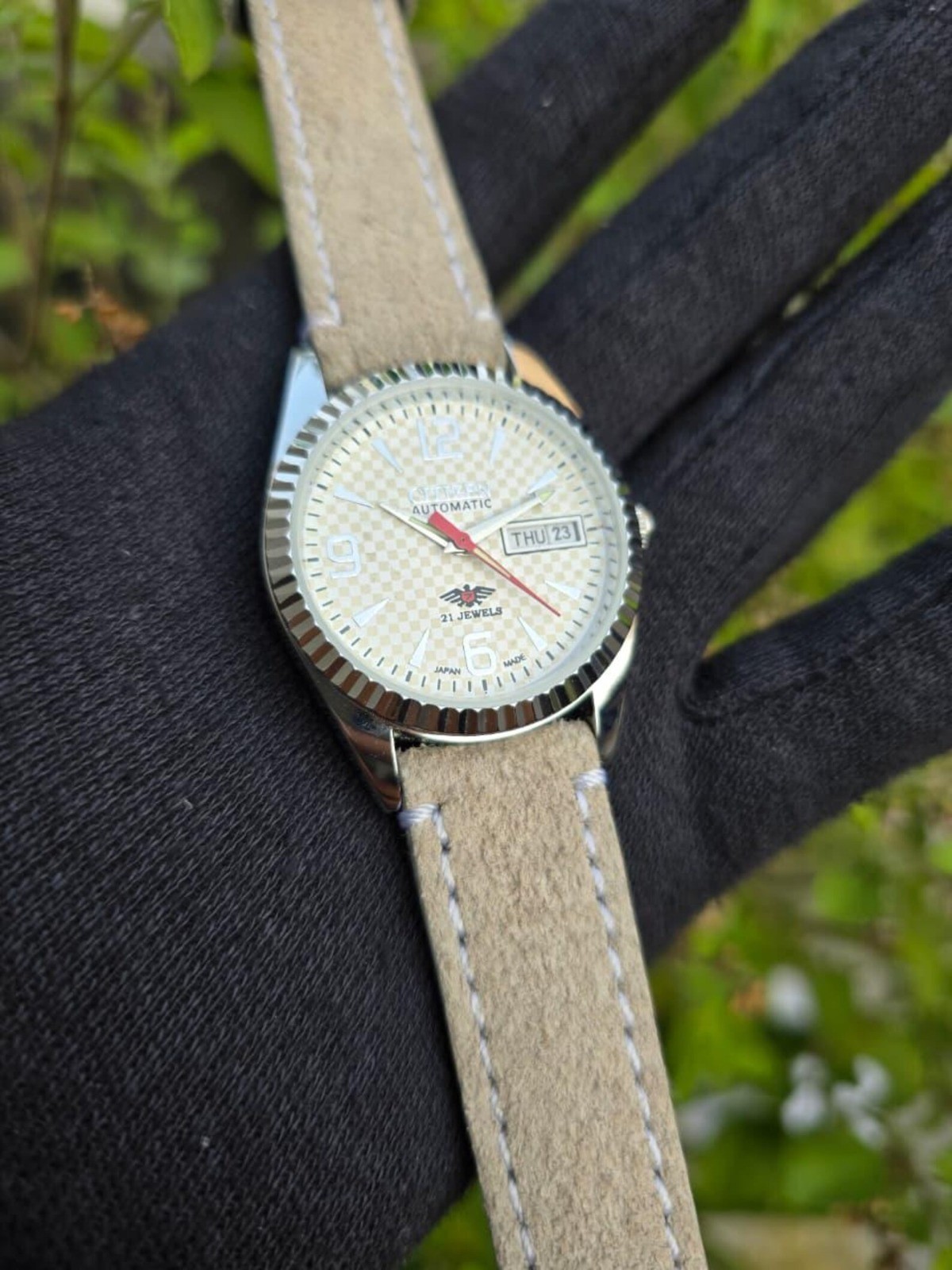 Vintage Citizen Automatic Transparent Back Men Day date Refurbished wrist watch*