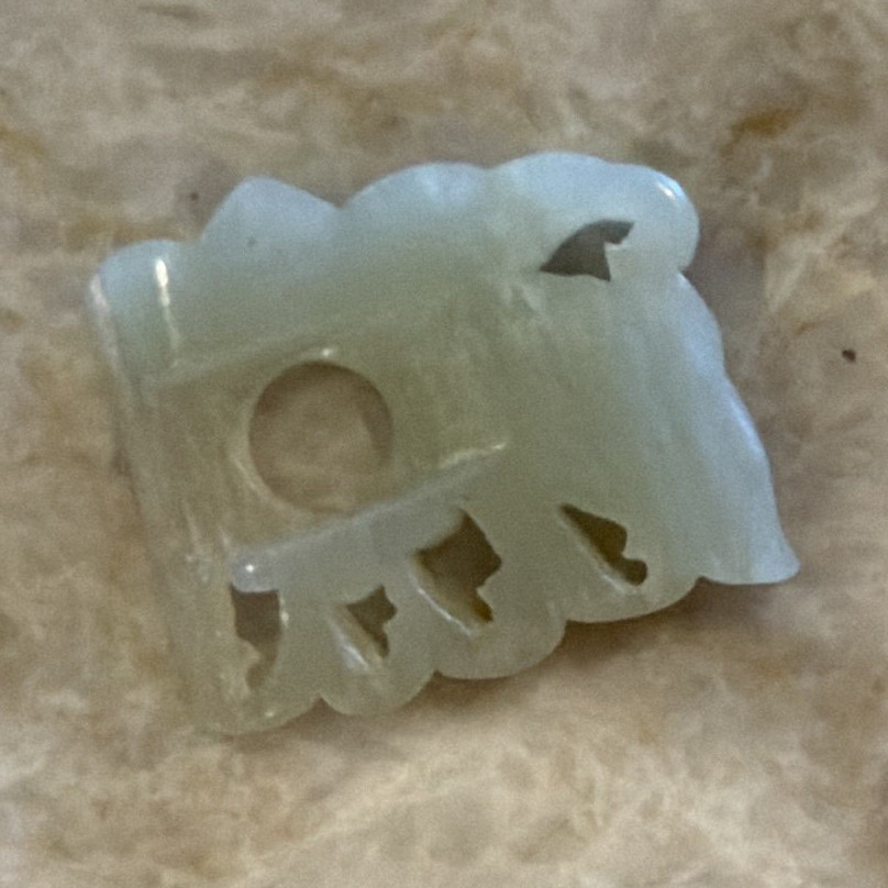 Green Carved Stone Square Pendant Charm, Pendant Style, Center Hole