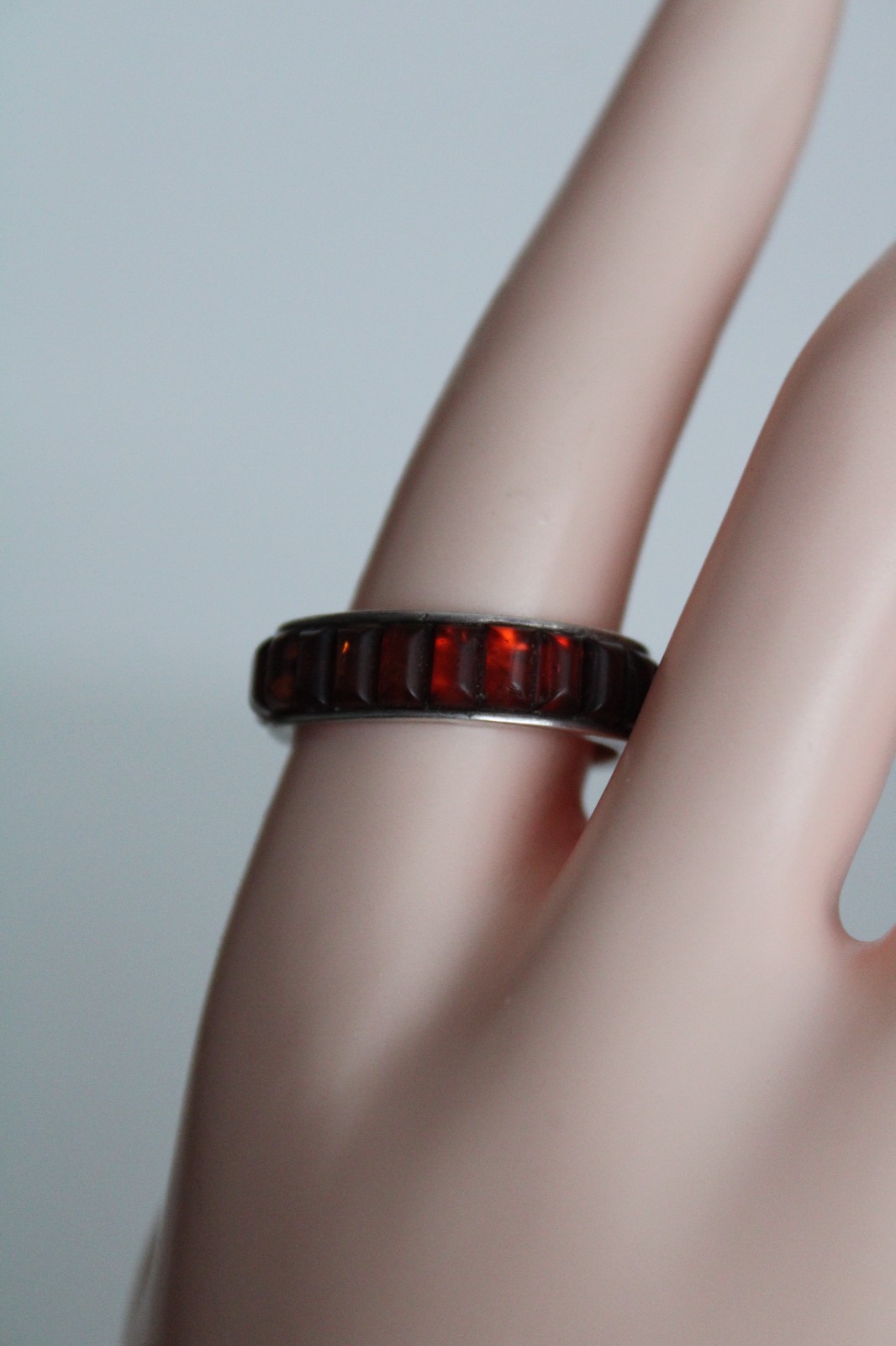 Vintage Sterling Silver Unisex Adult Garnet Ring, Signed: ST, S: 10.5