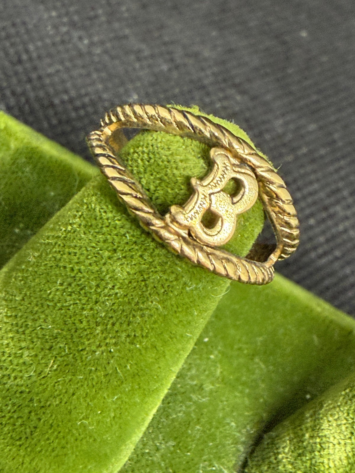 Vintage Gold Plated Monogram Signet “B” Ring Size 6 New Old Stock!