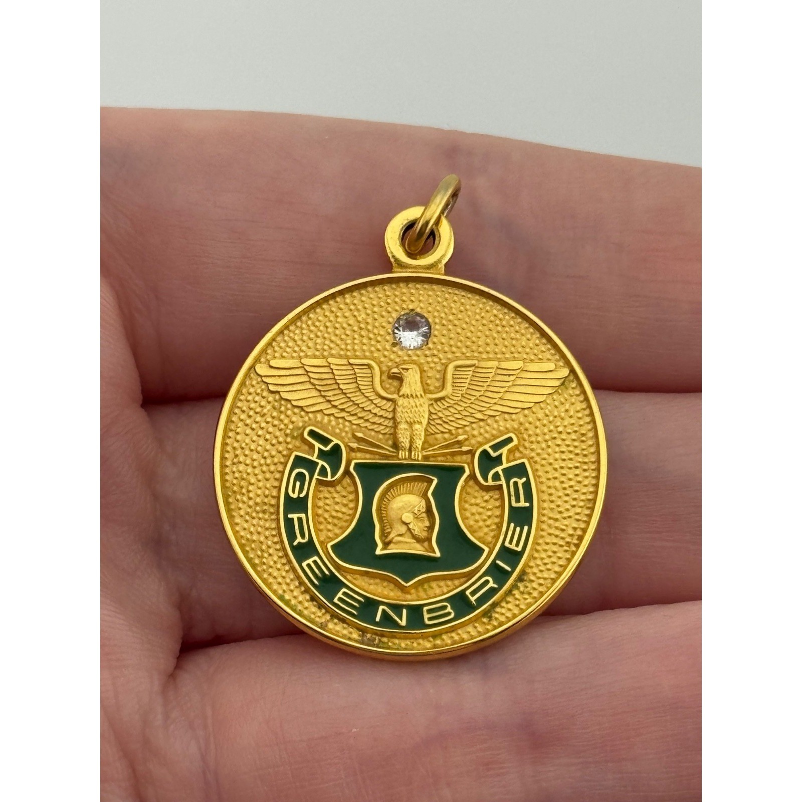 Vintage Greenbrier Military School Gold Filled GF Enamel Pendant Lewisburg WV