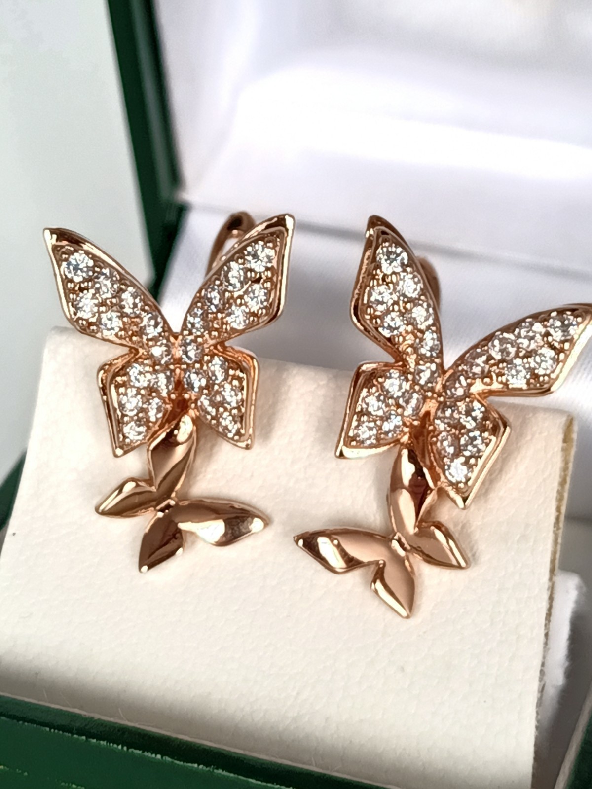 Vintage 1990-s 14 Ct Rolled Gold Large Zircons Earrings-Hallmarked 585 RG
