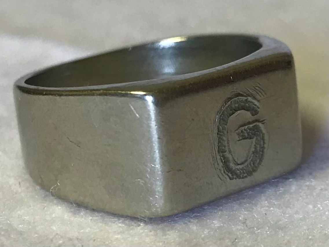 Vintage Silver Tone, Monogrammed “G” Signet Ring, Size 9 #JWL-1273