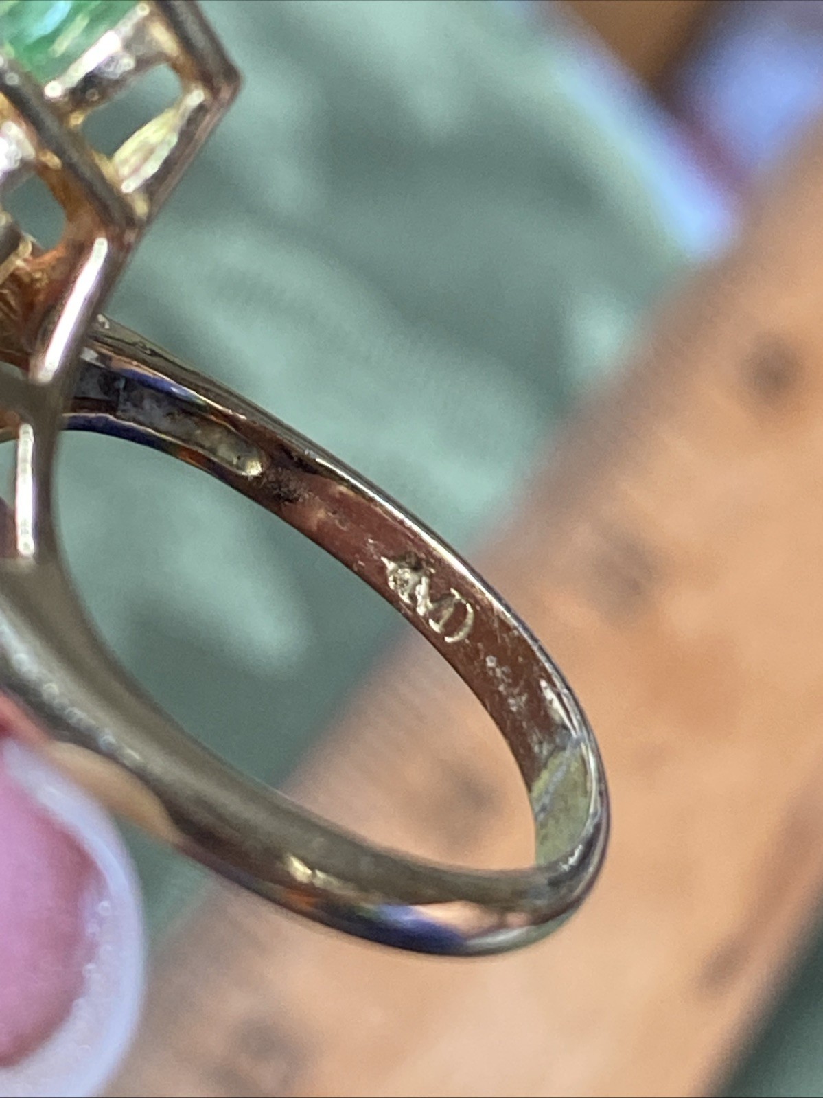 Vintage Mothers ring Sample Brass Gold Plated Multicolor Gemstone Band Size 7.75