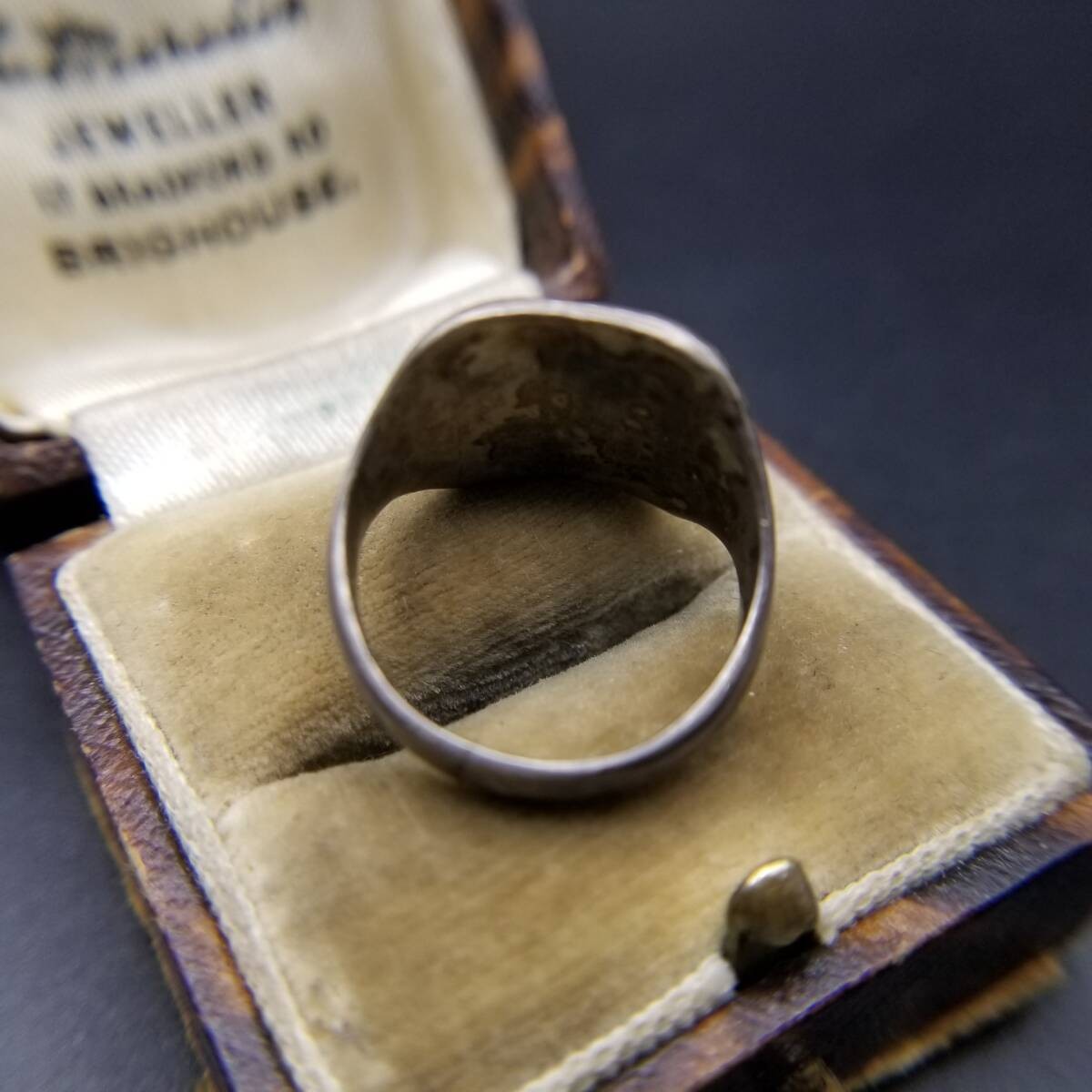 Simple No Monogram Art Deco 925 Silver Vintage Signet Ring Square