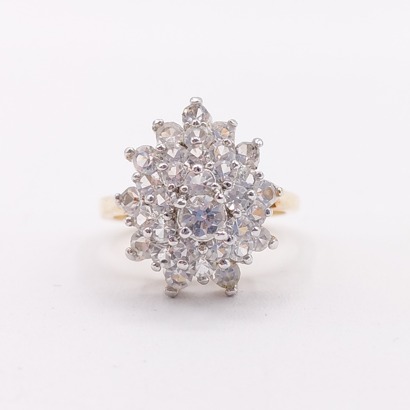 Vintage 18K GE Costume Cocktail Statement Ring CZ Size 6