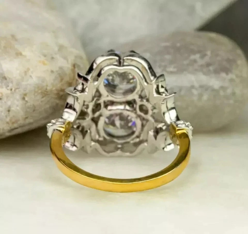 3Ct Art Deco Vintage Style Lab Created Diamond Engagement 14K Gold Finish Ring