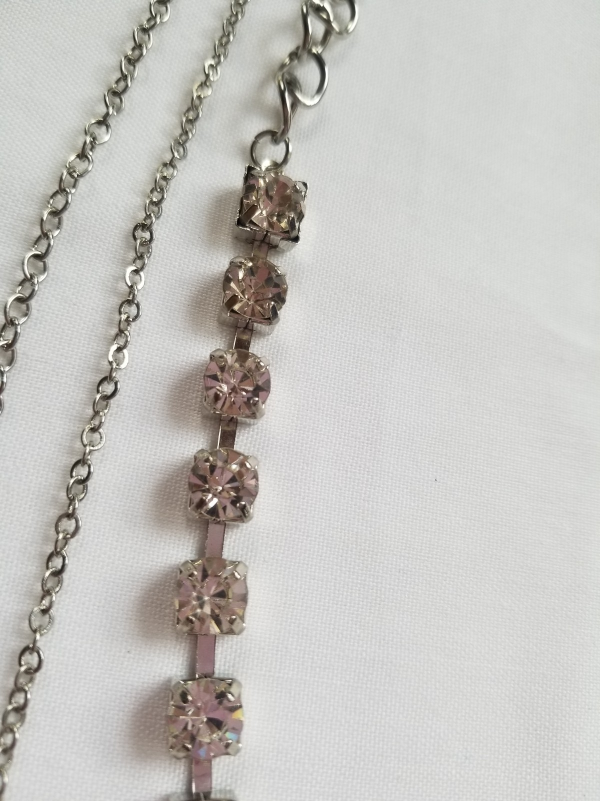 Vintage Glam Rhinestone Layered Necklace Silvertone Sparkle Clear