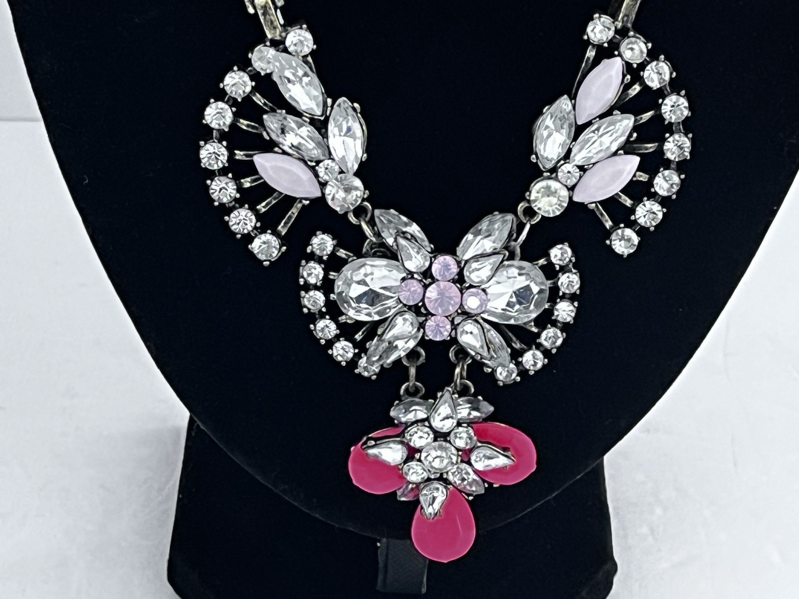 2 Statement Necklaces 1950s Style 1 Blue Stones 1 Pink Stones VINTAGE