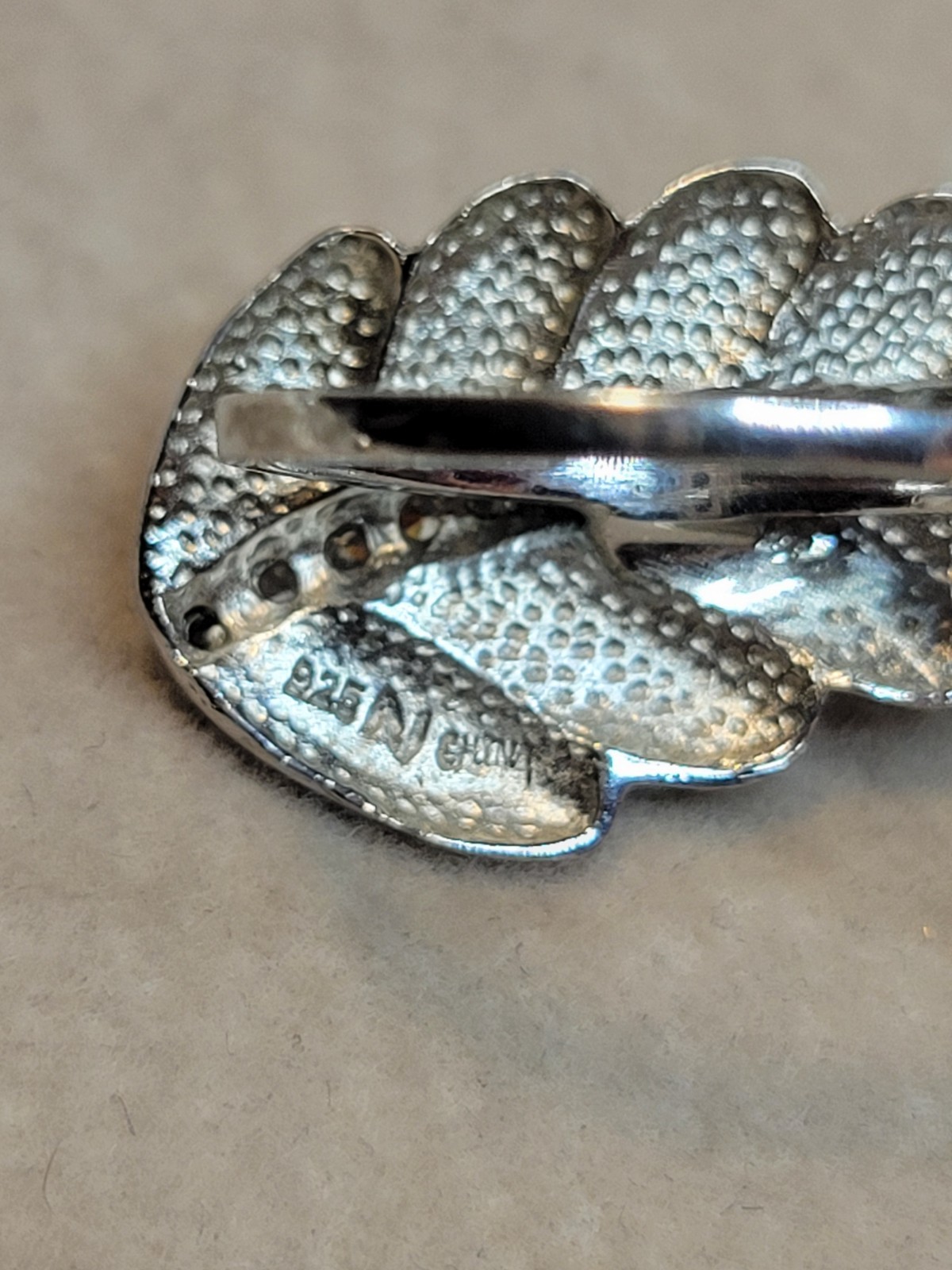 Vtg 925 Double Finger Leaf Ring CZ Accents Size 7 And Size 6 Sterling Silver