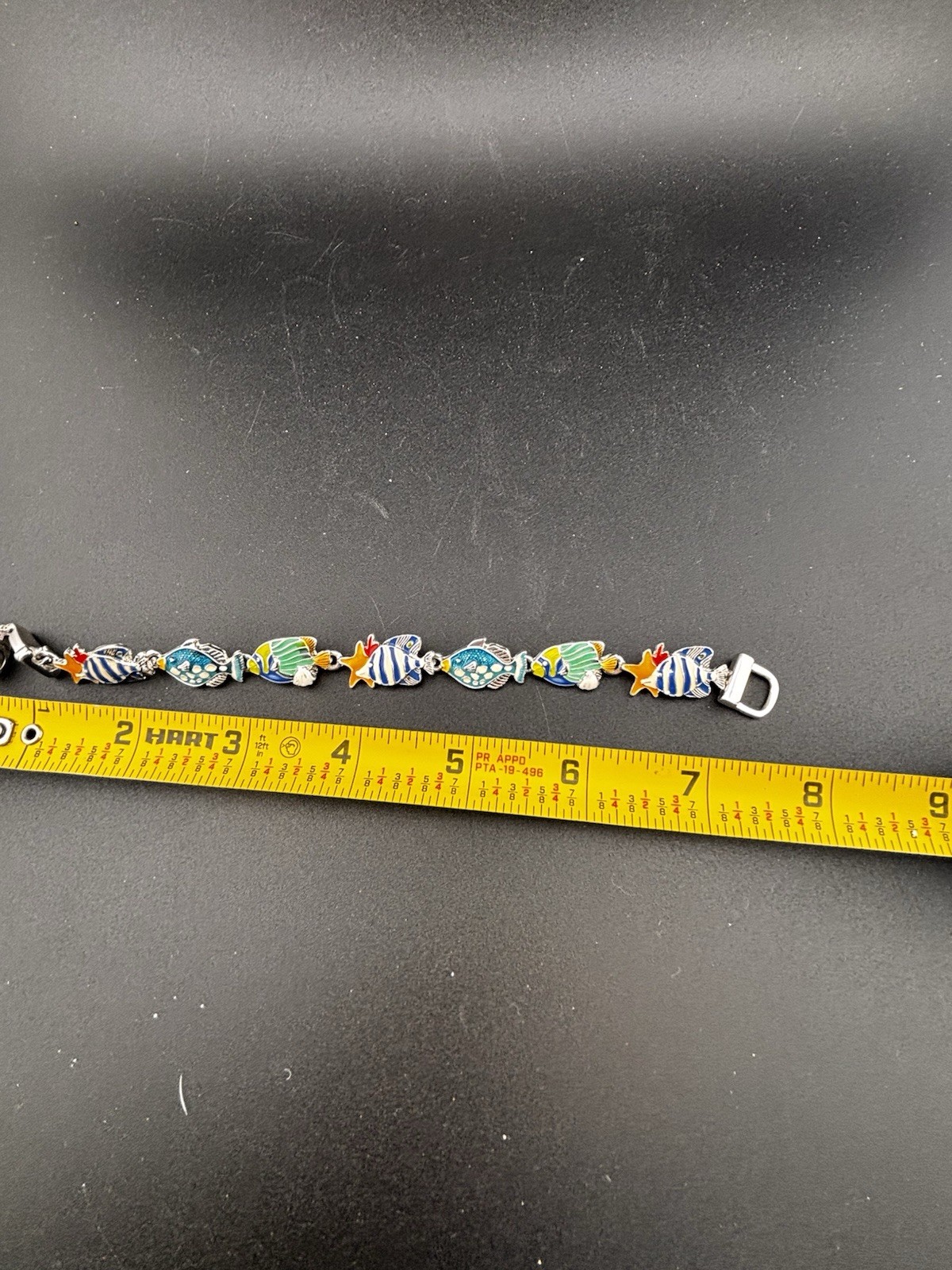 Vintage Magnet Clasp Enamel Sea Creatures Fish Enamel Nautical Bracelet *Read