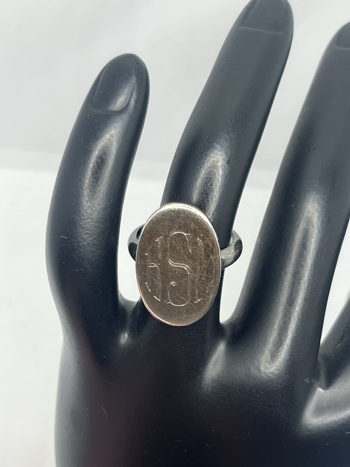 Sterling silver monogrammed signet oval ring size 5 vintage