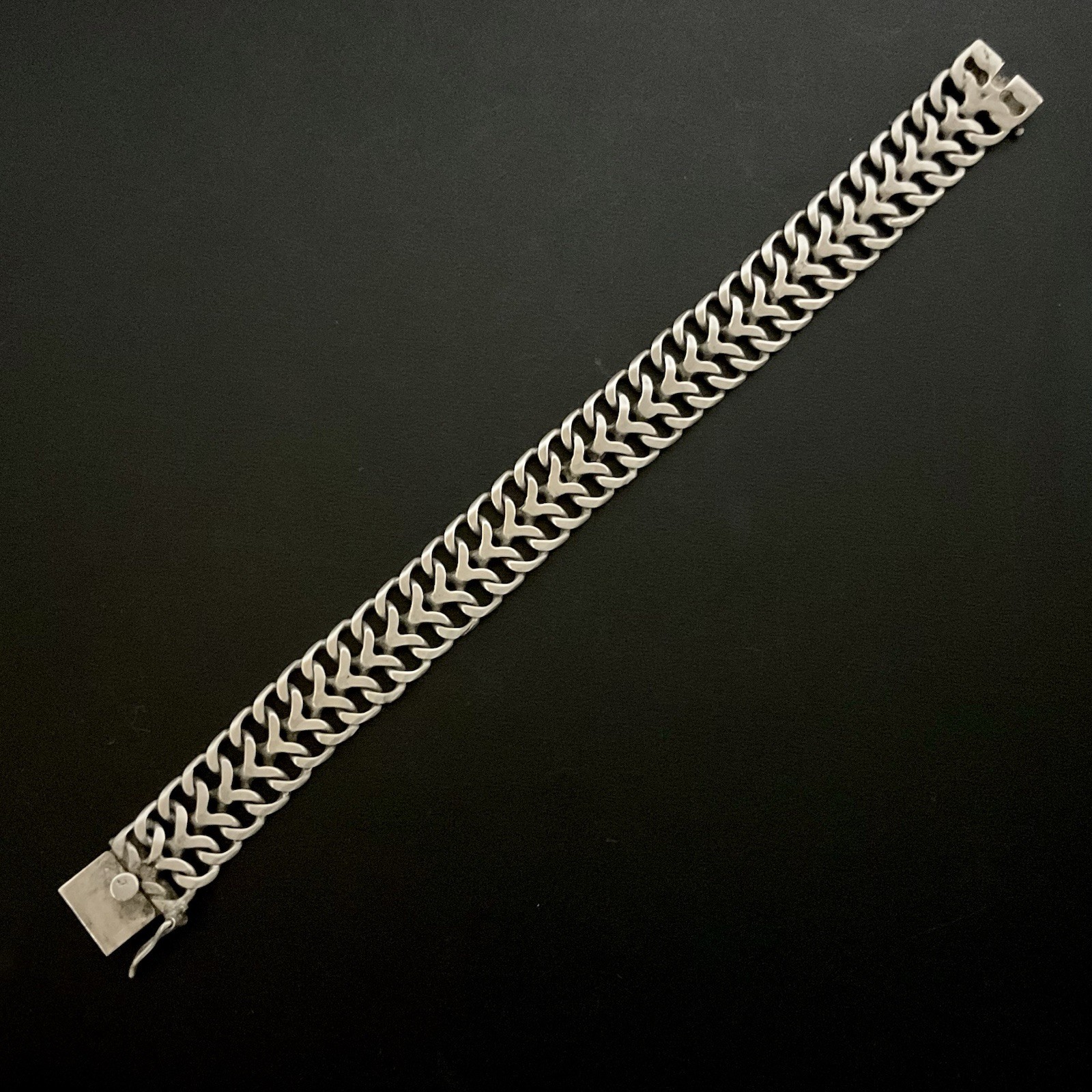Vintage Mexico Sterling Silver Double Curb Link Bracelet 7.25”
