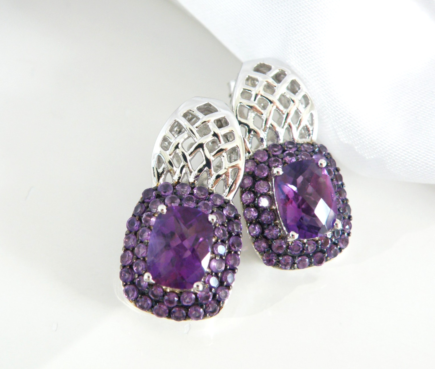 Sterling Silver 925 Natural Heated African Amethyst Earrings