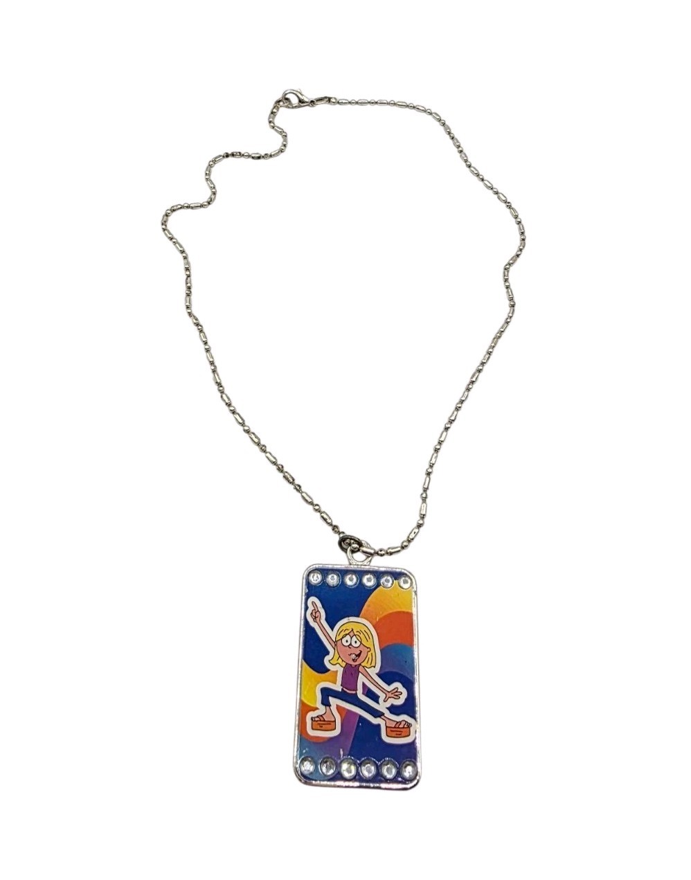 Vintage Y2K Disney Lizzie McGuire Dog Tag Pendant Necklace Jewelry Hillary Duff