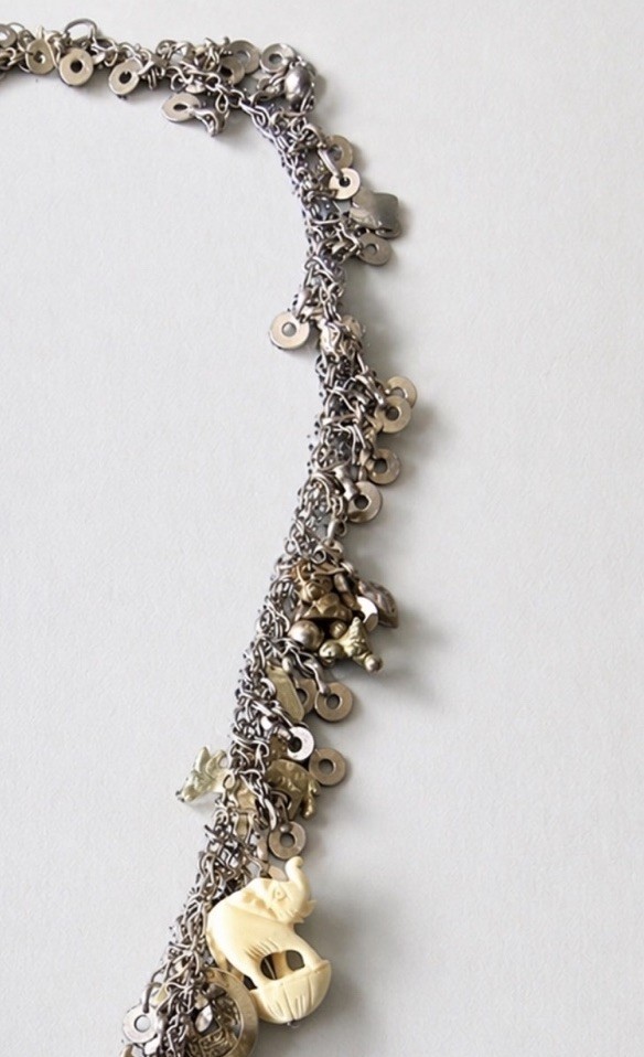 VTG Good Luck Charm Necklace Ethnic Folk Jewelry Silver Tone And Gold Tone