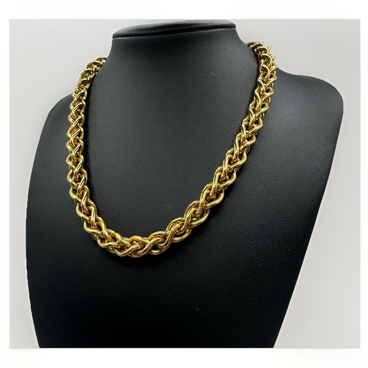 Vintage Christian Dior Gold Tone Chain Choker Necklace 16” Heavy Statement