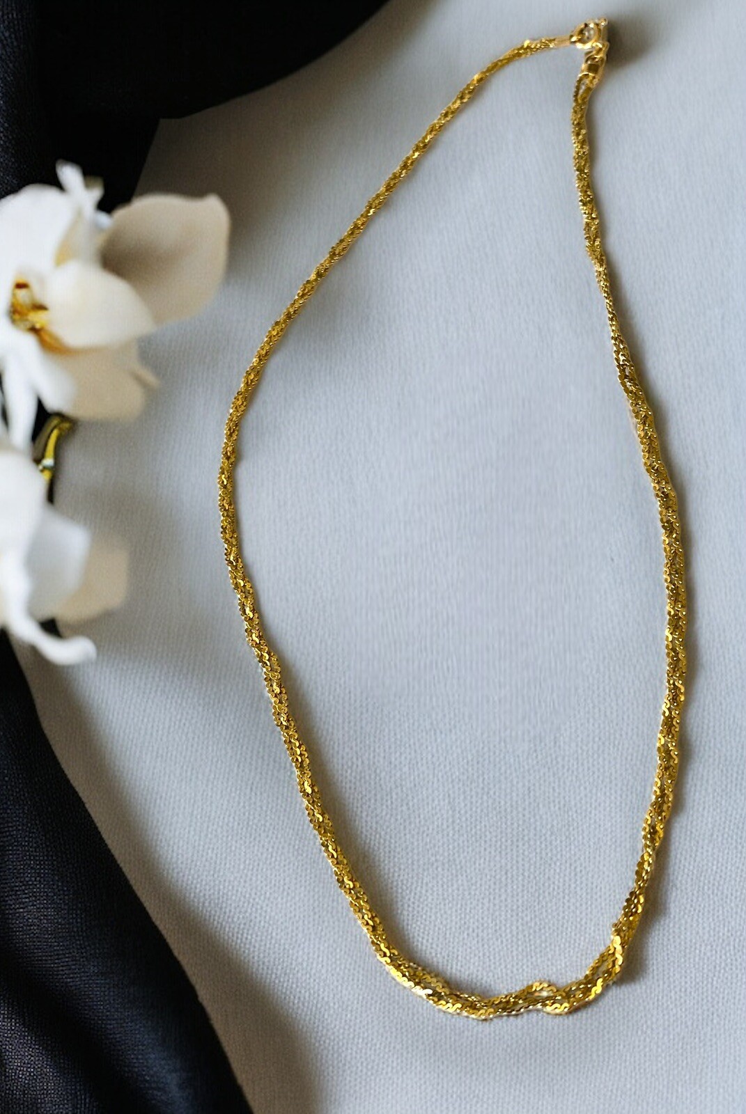 Vintage 14K Solid Italian Gold 17.75” 3mm Braided Necklace 6.4 grams!
