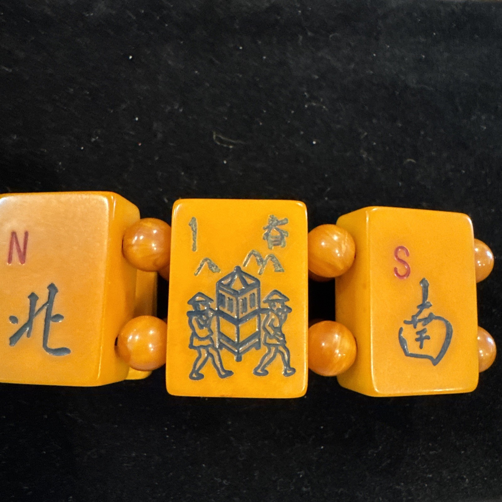 Authentic Bakelite MahJong Butterscotch Bracelet Handcrafted collectible