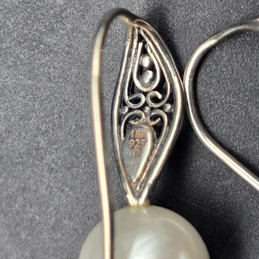 Robert Manse Sterling Silver Pearl Earrings with 18K Gold Accents