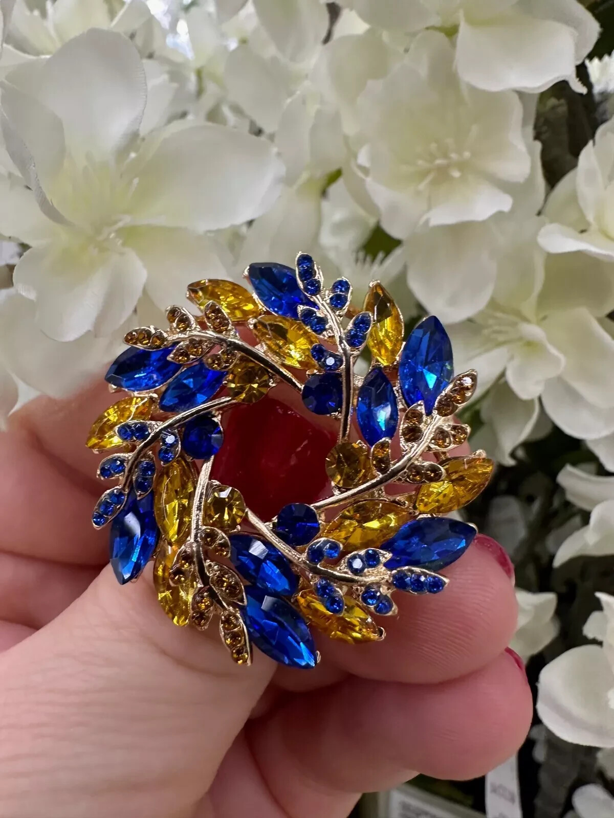 New Ukrainian Easter Wreath Rhinestone Brooch, Wheat Pin, Easter Gift For Her