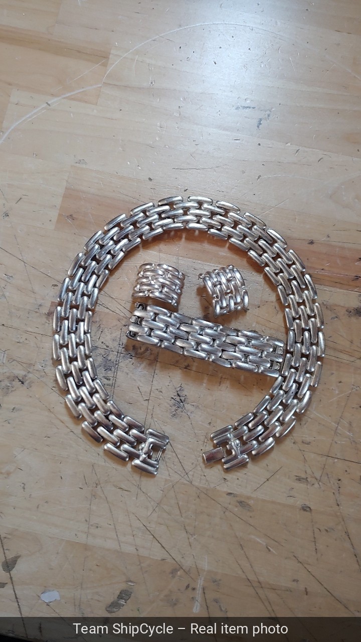 VINTAGE GIVENCHY YORK VASKET WOVEN WEAVE DESIGN NECKLCE BRACELET CLIP G2U