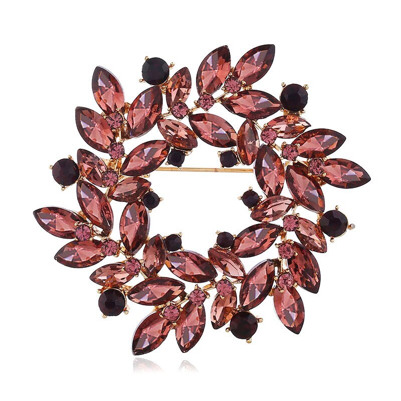 New Crystal Wreath Brooch Corsage Fashion Clothing Accessories Pin Jewelry Gift