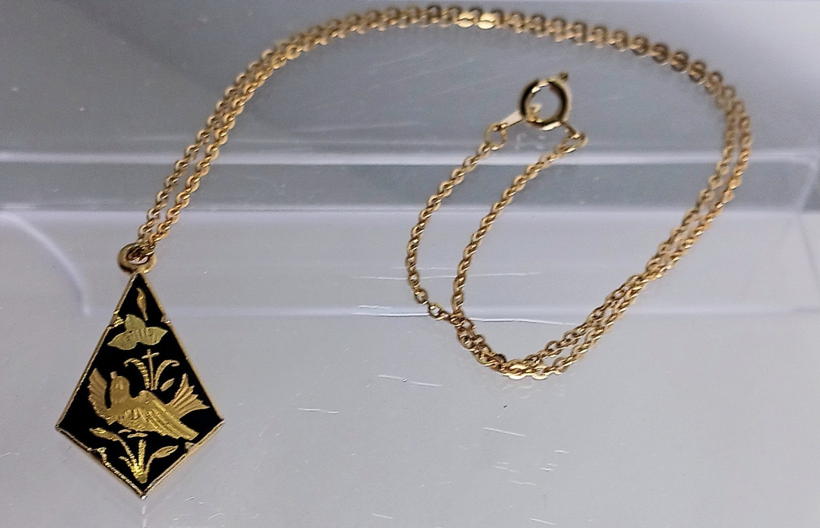 Beautiful Damscene/Damascus Pendant Necklace. Bird, Dove, Floral, Flower Design