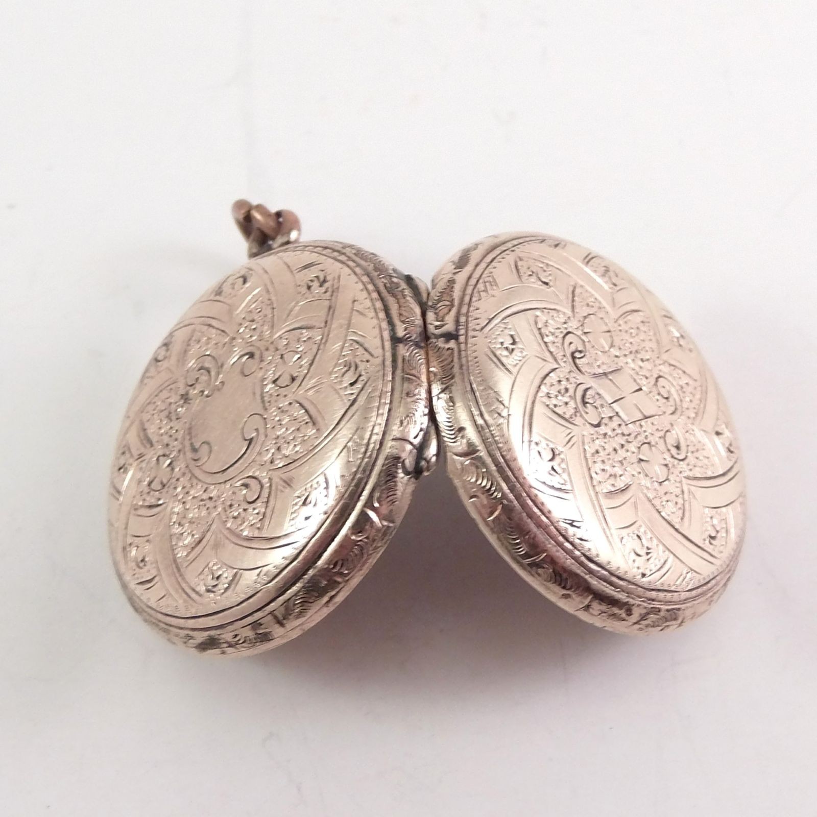 Antique Victorian Rolled Gold Engraved Round Locket Hair Receiver Ornate