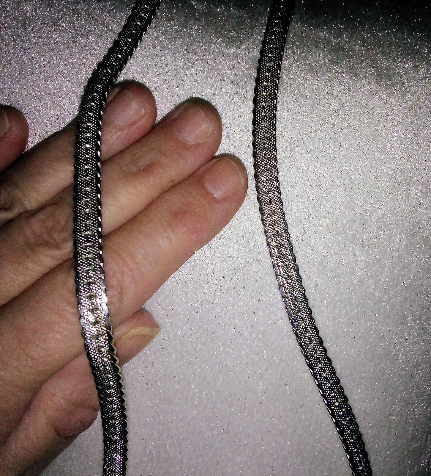Vintage Napier Bright Silver Plated Flat Herringbone Chain Necklace 24″