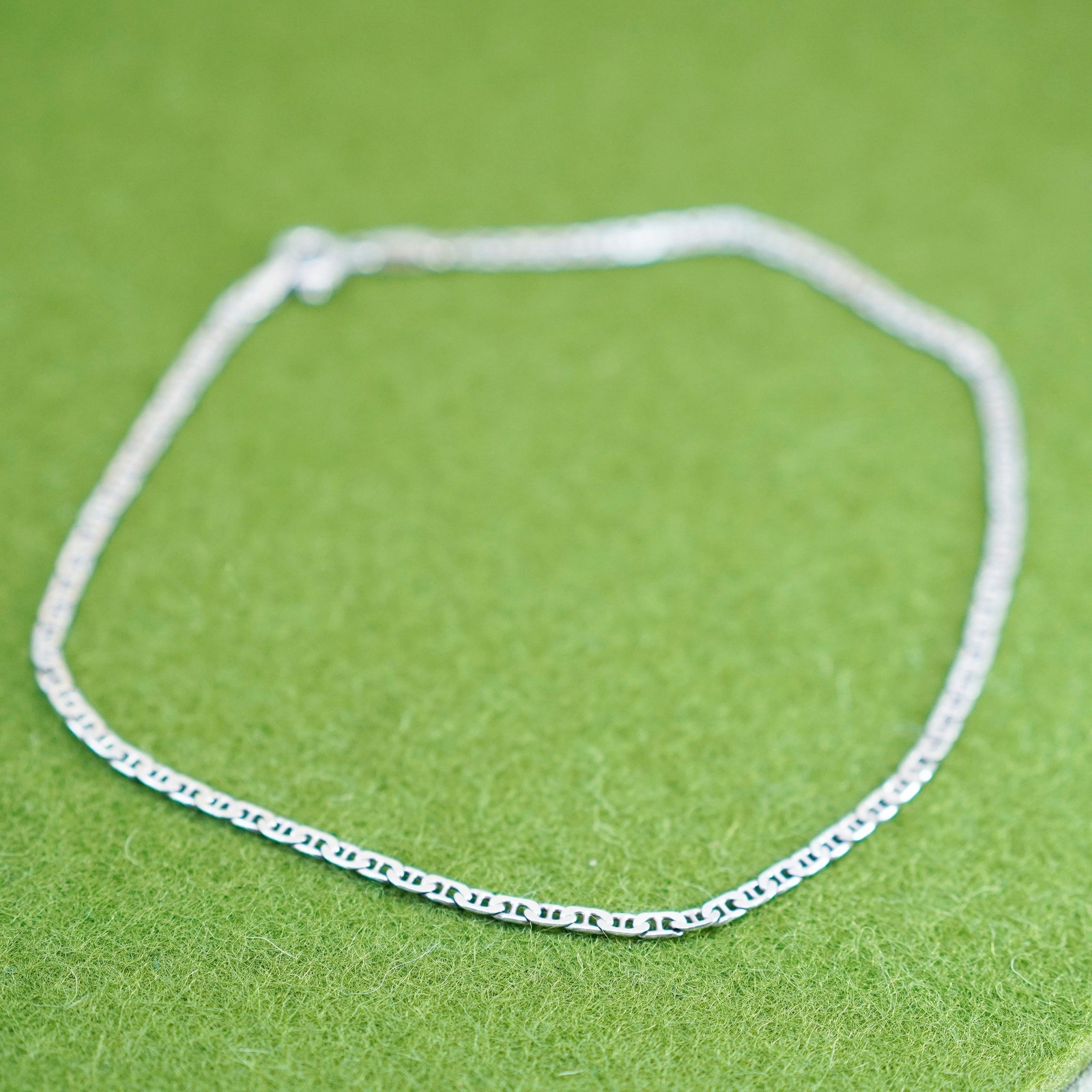 10”, 4mm, Vintage sterling 925 silver bracelet, Italy anchor chain