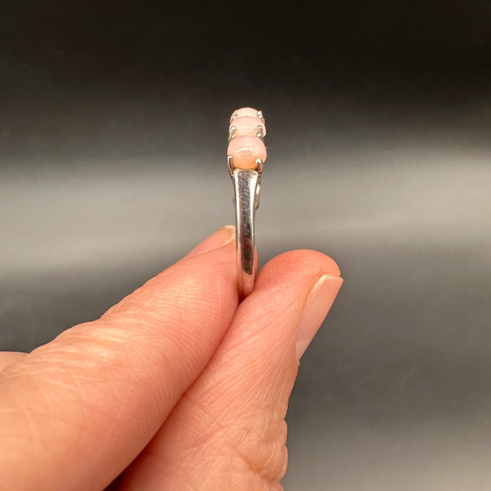 Vintage Sterling Silver Pink Opal Ring Size 8 Elegant Jewelry Romantic Cottage