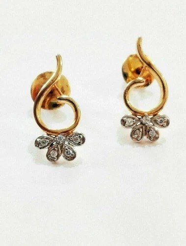 Vintage Round Cut Lab Created Diamond Engagement 14K Yellow Gold Finish Earrings