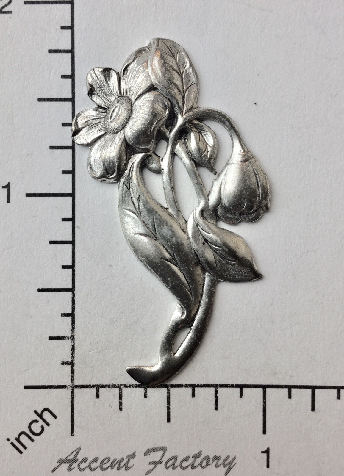 30594 Matte Silver Oxidized Victorian Floral Spray Jewelry Finding