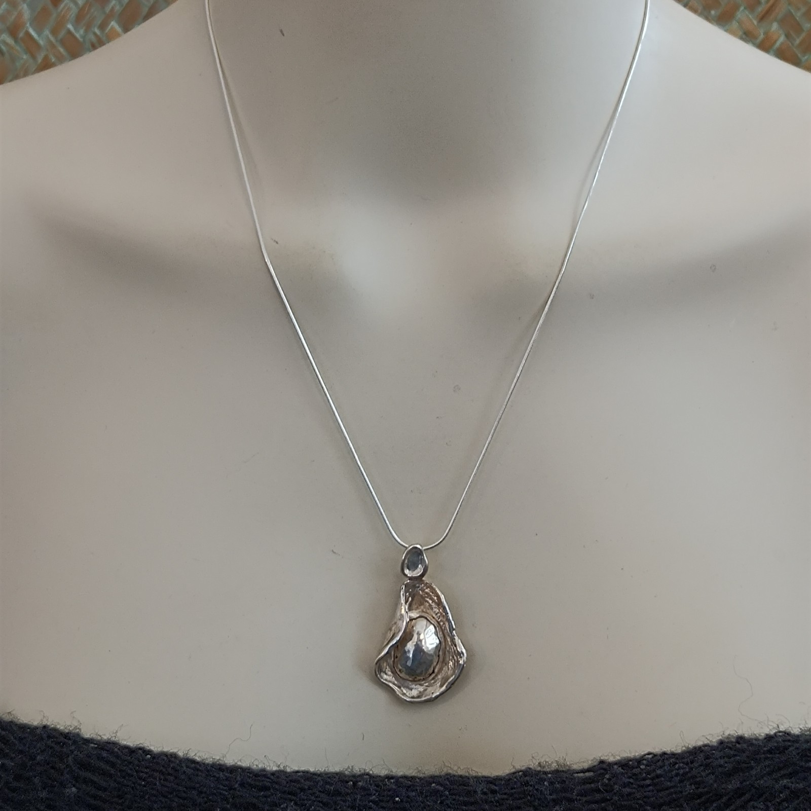 Modernist Sterling Silver Sculptural Pendant Necklace Abstract Freeform Art VTG