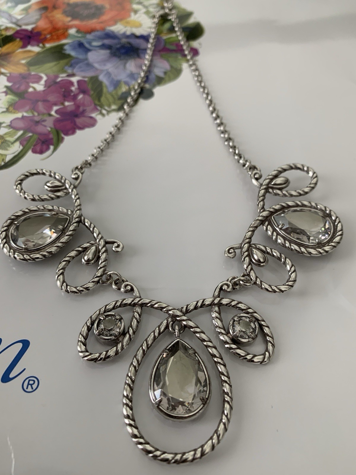 STUNNING Vintage Brighton “TIMEPIECE” CRYSTAL Choker, Adjustable, Original Case