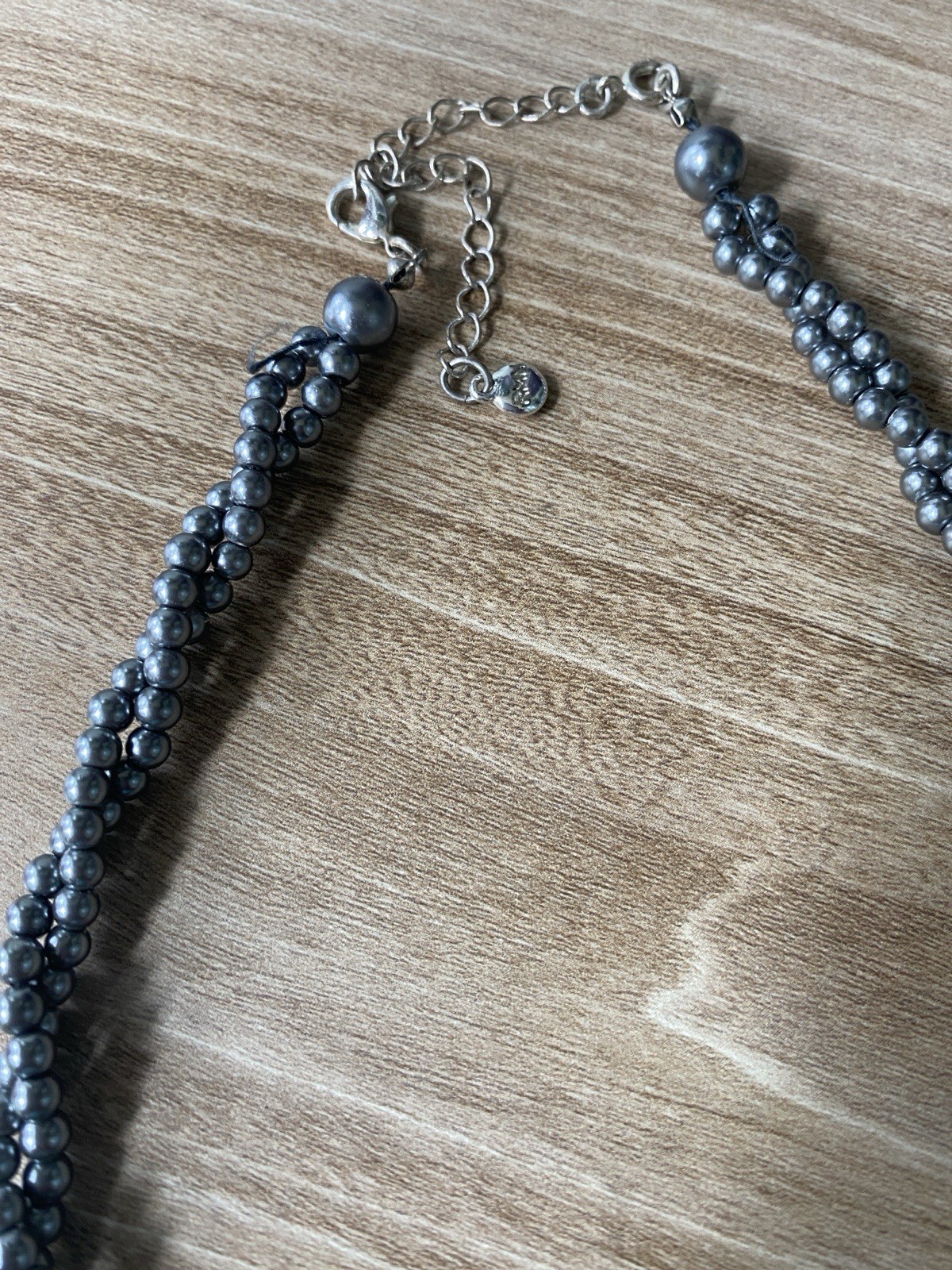 Roman Vintage Double Strand Faux Gray Pearl Necklace
