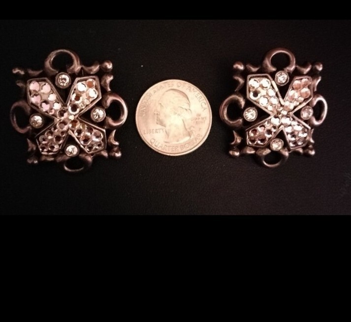 CL/VINTAGE CRAIG LEONARD CLIP ON EARRINGS/RHINESTONE/RARE!