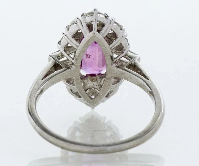 Art Deco Style 2.5Ct Pink Sapphire & Lab Created Diamond Engagement Silver Ring