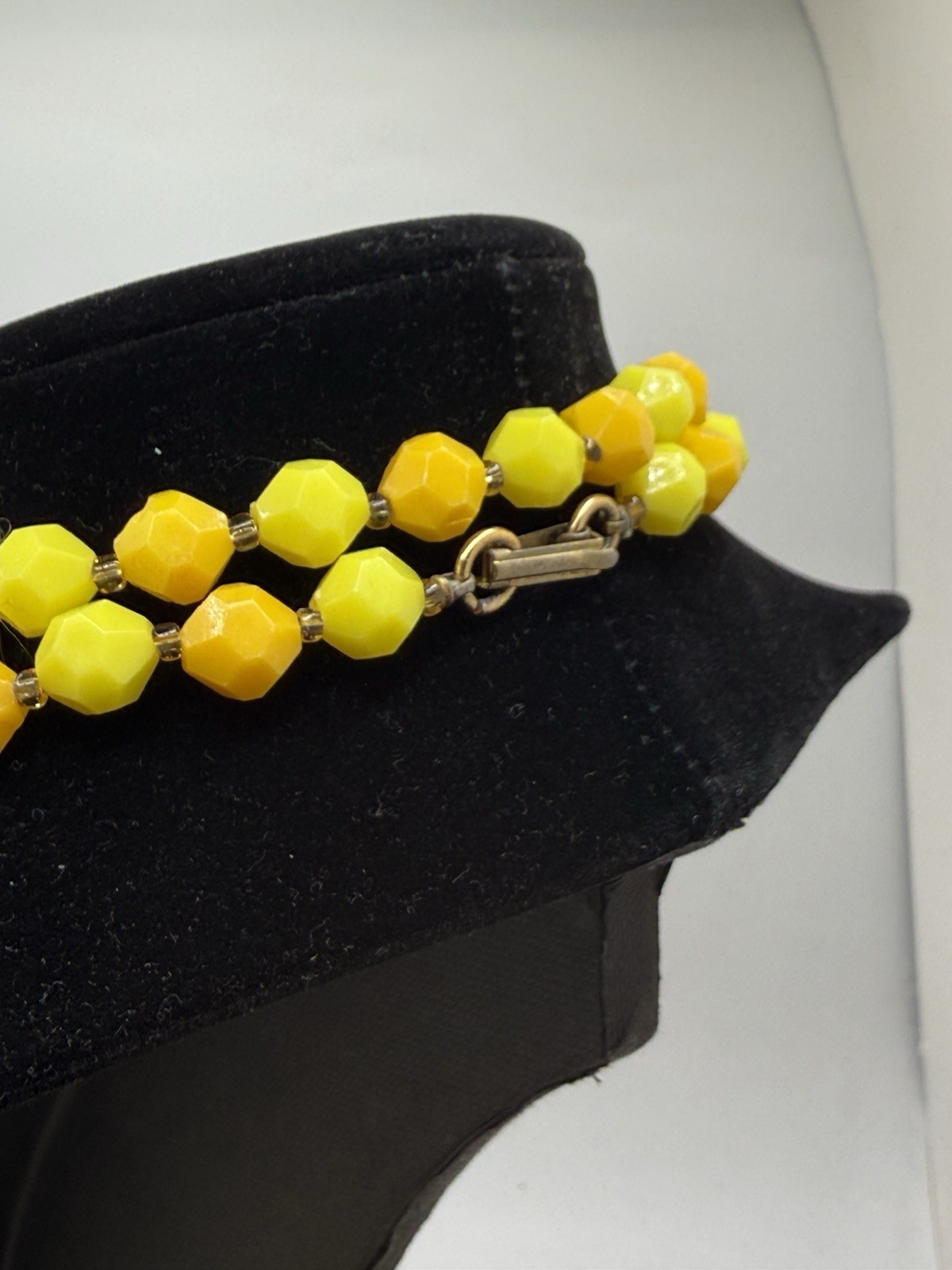 Vintage Yellow Green Acrylic Necklaces Lot of 2 Resin Long and Short Hong Kong