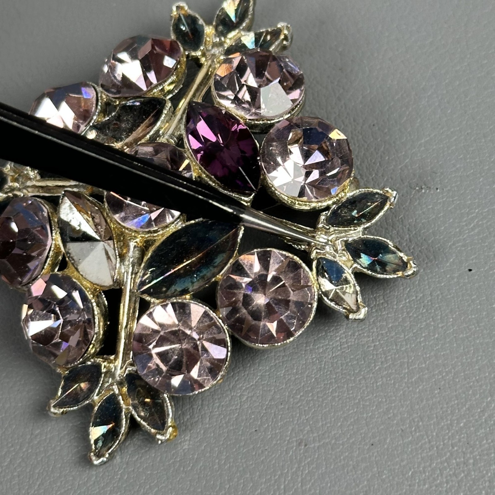 Edlee Signed Vintage Silver-Tone Crystal Rhinestone Cross Brooch Pot Metal? READ