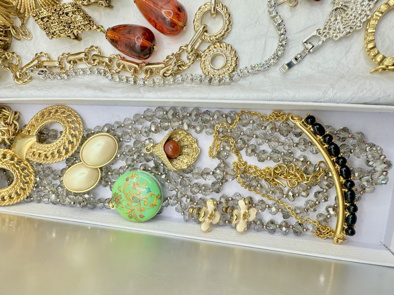 Antique VTG Estate Jewelry Gold Tone Monet Avon Crystal Romantic Sparkle Read