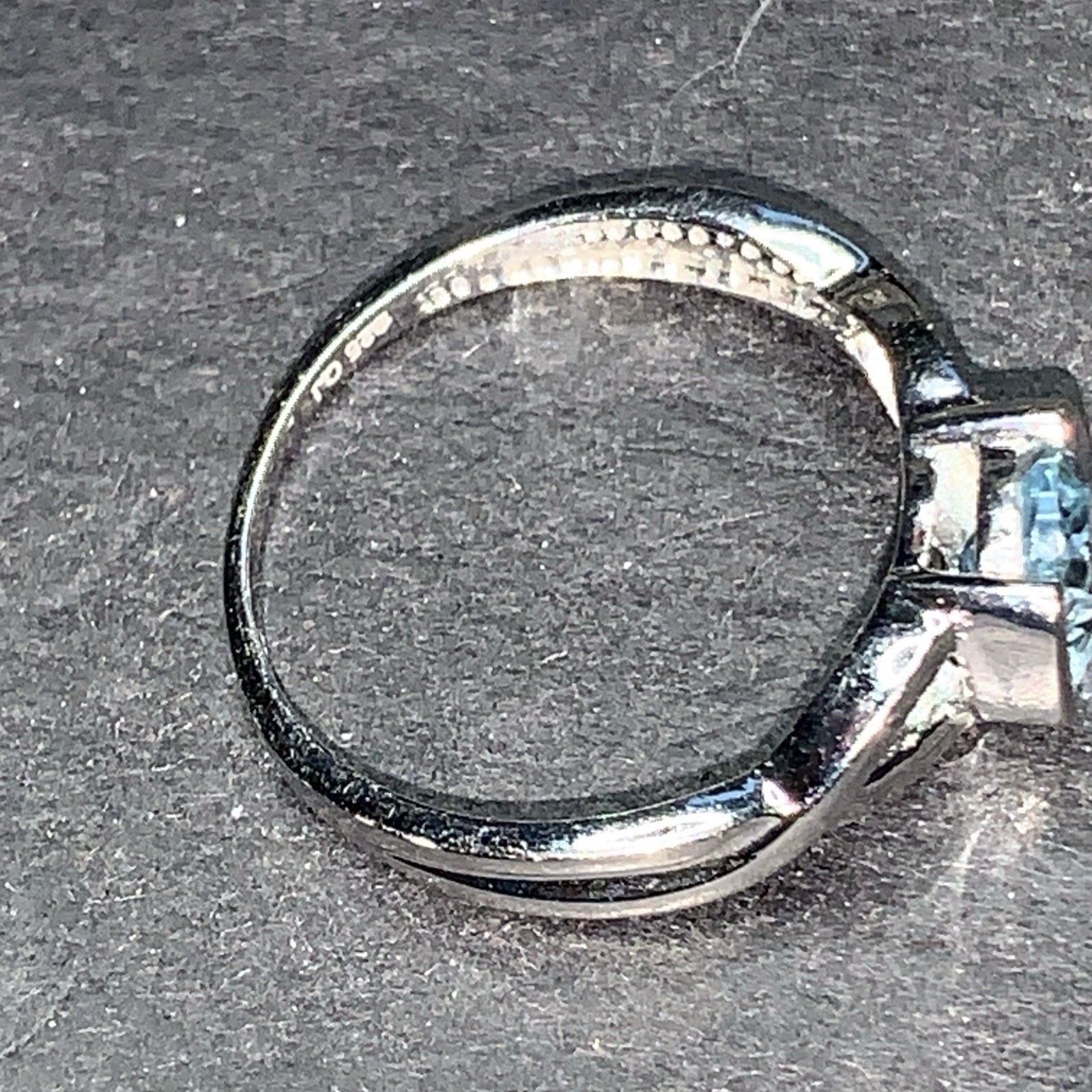 STERLING SILVER 925 Lot Ring W76 India QJ Light Blue Crystal Fancy Modest Band