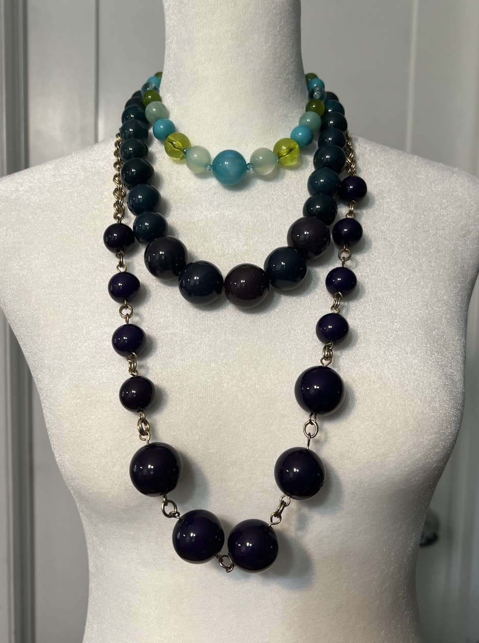 Vtg Statement Necklaces Lot 11 Peacock Decor Tin Boho Acrylic Lucite Beaded Bold