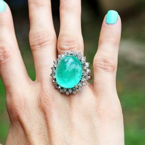 5.20.Ct Natural Emerald Antique Art Deco Vintage Engagement Ring 925 Silver