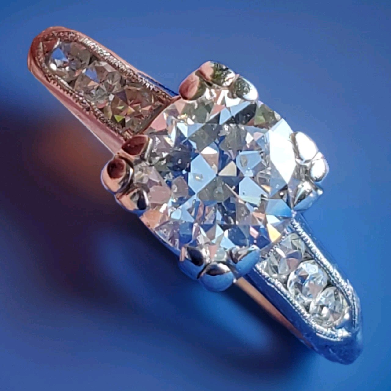 Original EARTH MINED DIAMOND Deco Engagement RING Vintage PLATINUM Solitaire 1 C