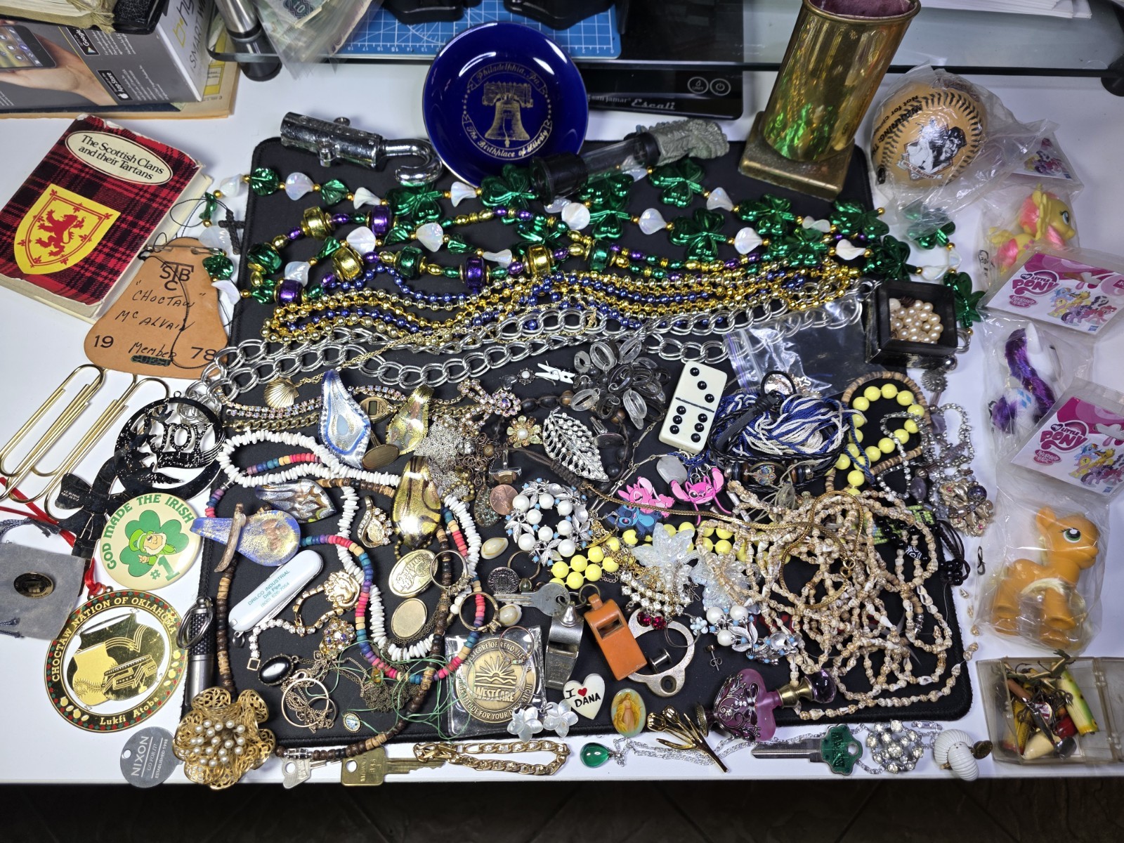 Vtg -Now JUNK drawer Jewelry Lot Scrap Harvest salvage craft Findings beads #8