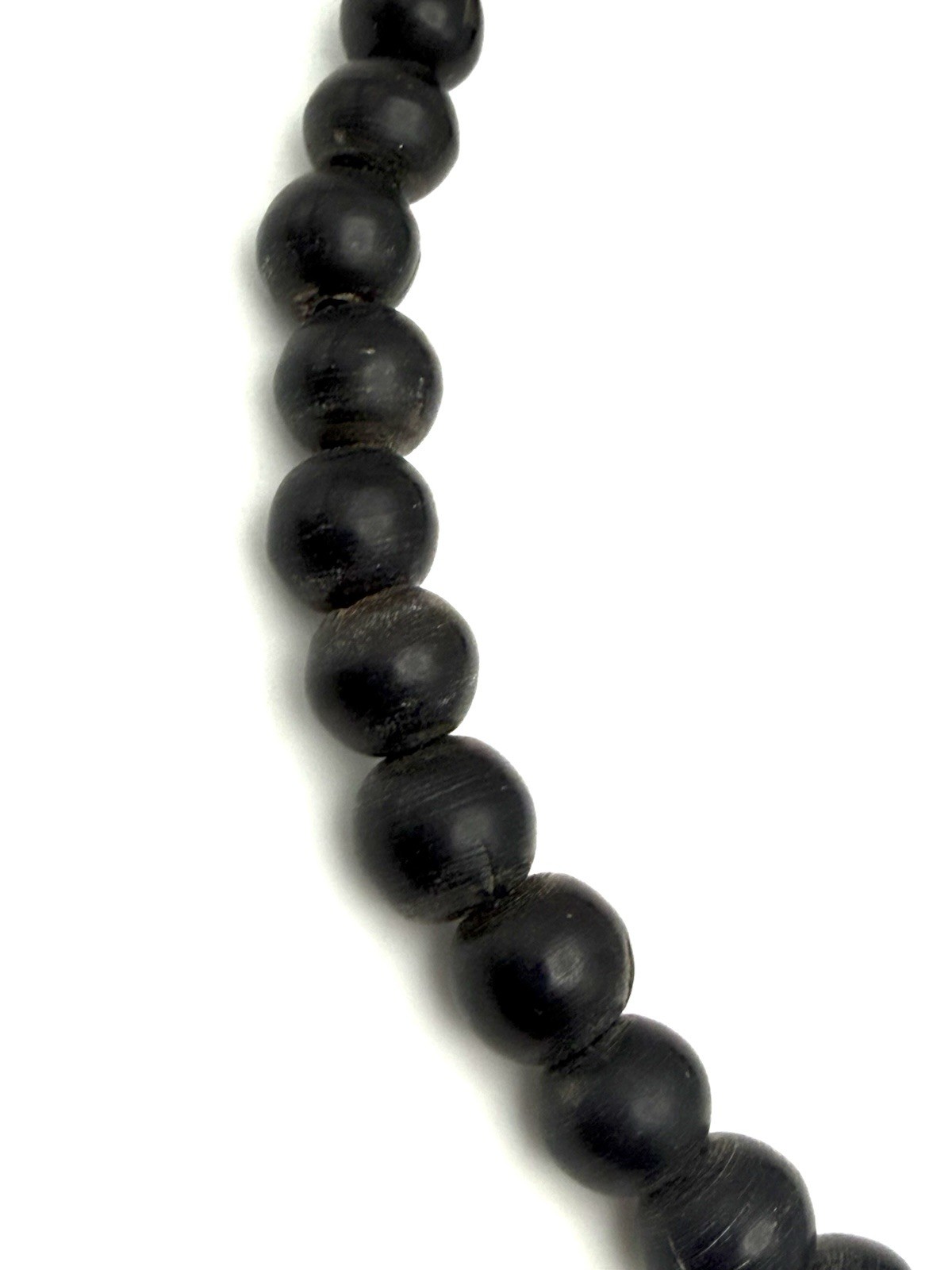 Bone & Brass Necklace Chunky Bold Beaded Vintage Boho Tribal 21” Black & Gold