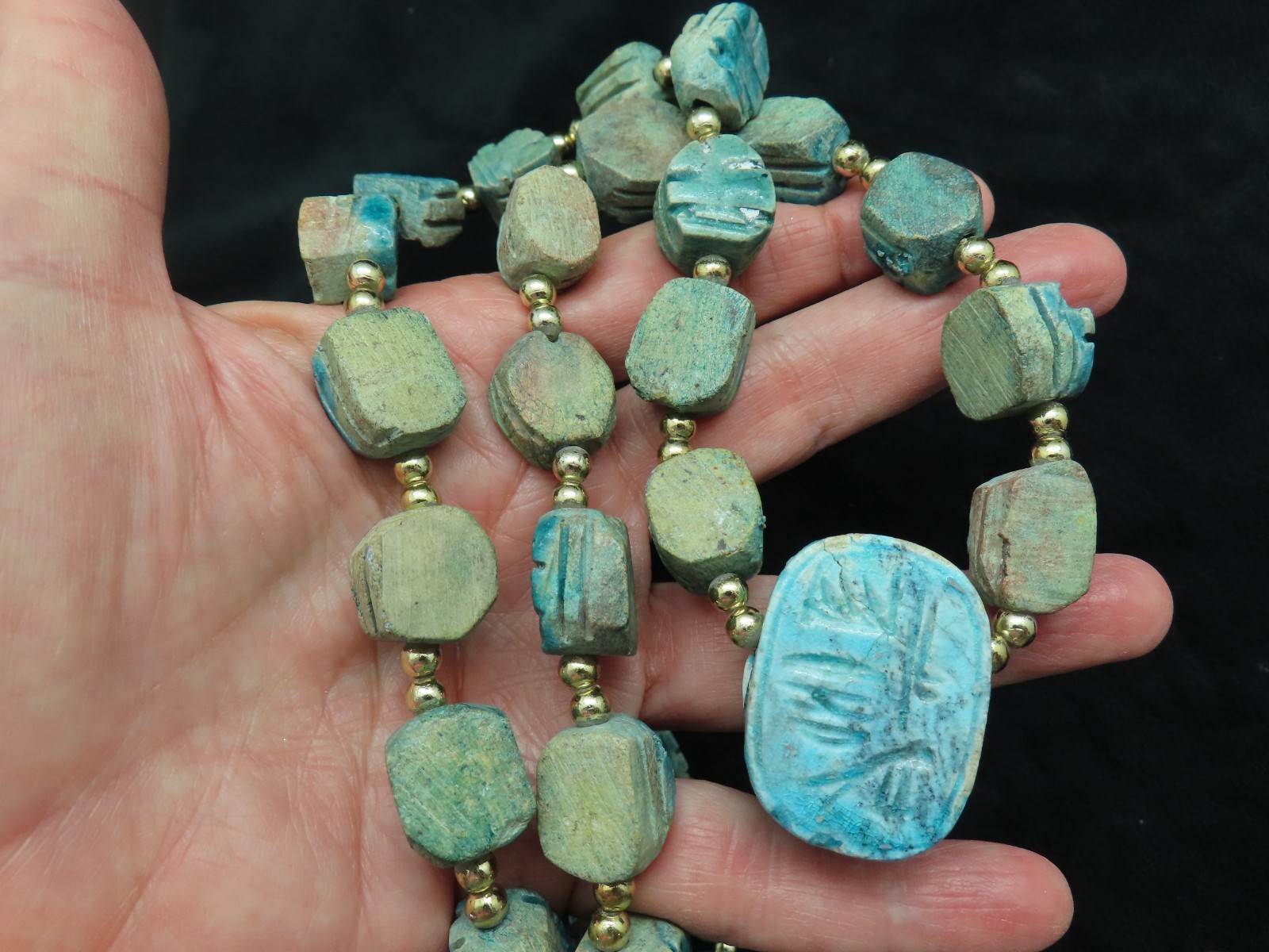 Authentic Teal Scarab Ceramic Beetle Ceramic Necklace